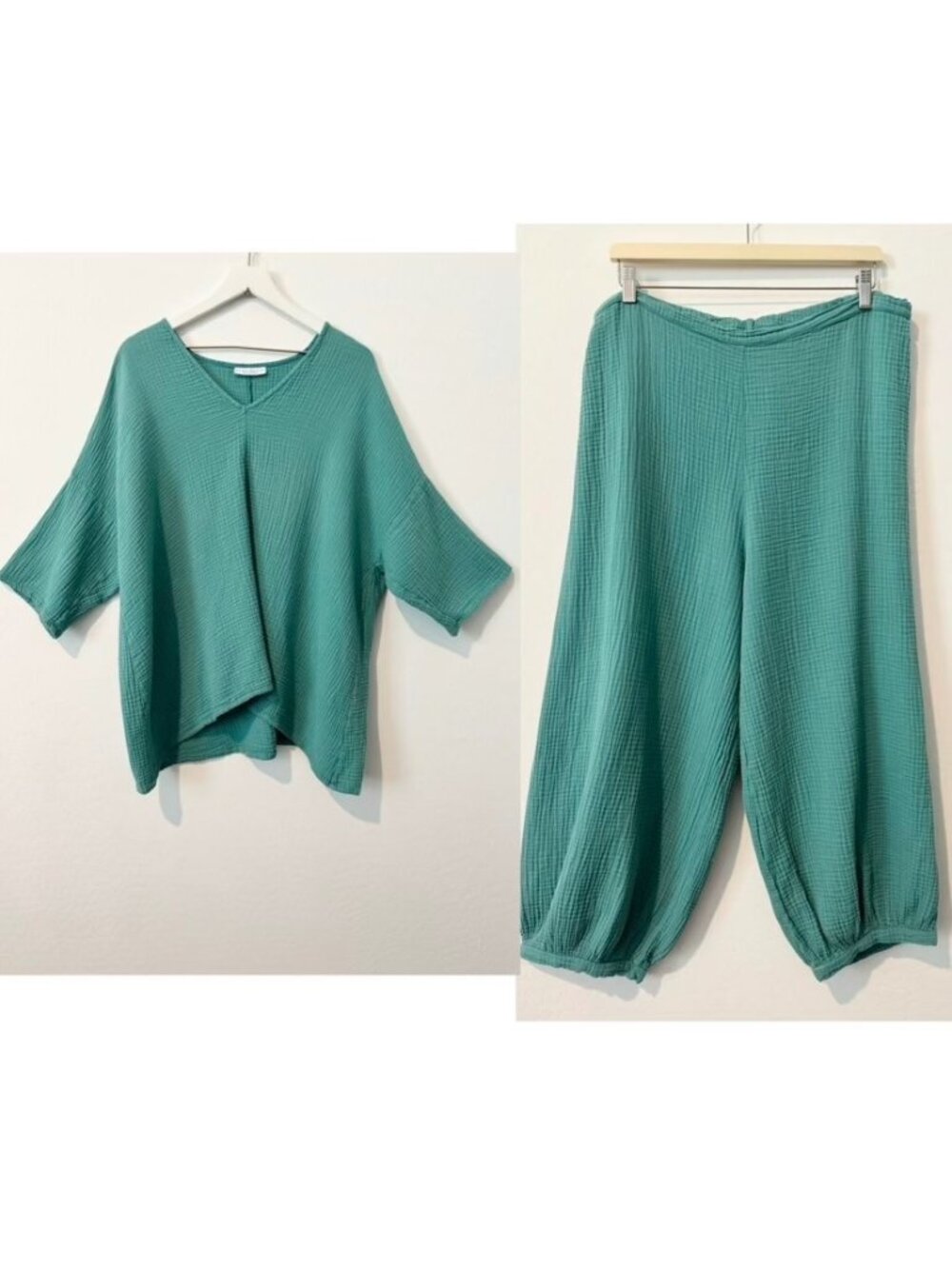 Bryn Walker Matching Set Size XL Garda Gauze Bax Shirt Balloon Pants Earthy Boho